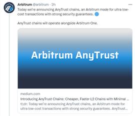 Arbitrum:Arbitrum开发团队Offchain Labs将推出以太坊上新二层网络AnyTrust_gearbox币v2