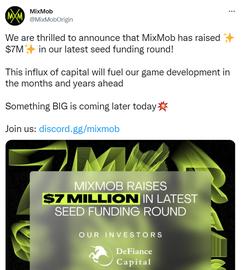 Solana:Solana生态P2E游戏MixMob获700万美元种子轮融资，Defiance Capital领投_LanaCoin