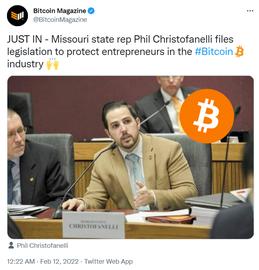 比特币:美国密苏里州众议员提出免除比特币在州、县和地方各级财产税的法案_mongoose币行情