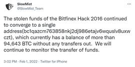 TENS:慢雾：美国执法部门破获2016 年 Bitfinex 被黑案件细节分析_DALICHAIN