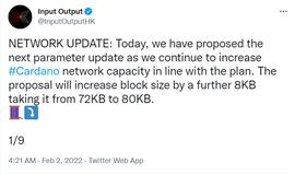 CAR:Cardano开发商提议将区块大小增加11%以优化网络性能_cardano