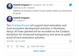 cardano:Cardano基金会：已种植100万棵树木，种植信息被记录在Cardano区块链上_GREATDANE