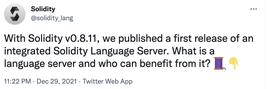 Solana:Solidity发布0.8.11版本，首次集成Solidity Language Server_solana币最新消息