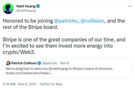 UANG:Paradigm联合创始人Matt Huang加入支付巨头Stripe董事会_加密货币排名