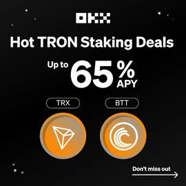 TRO:OKX将联合波场TRON上线TRX和BTT赚币特别活动，年化收益率最高可达65.35%-ODAILY_RON