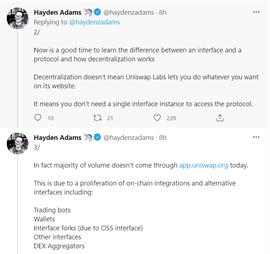 UNI:Uniswap创始人：去中心化并不意味着Uniswap Labs可以让用户在其网站上做任何想做的事情_uni币v4什么时候上线