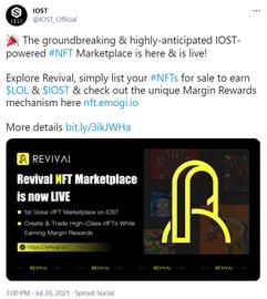 NFT:IOST推出Revival NFT市场，将为艺术家提供2000万美元基金支持_OST
