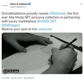 LAND:奢侈品Dolce & Gabbana将在基于Polygon的市场UNXD上发布NFT作品_pit币有没有潜力发展