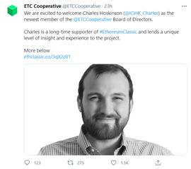 CAR:Cardano创始人Charles Hoskinson重回ETC Cooperative董事会_DAN