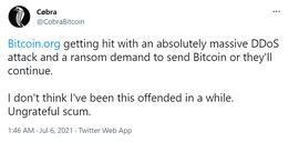 COB:Bitcoin.org遭到大规模DDoS攻击，攻击者索要比特币赎金_ICOB