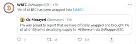 BITS:数据：比特币流通供应量的1%已被代币化为WBTC_STA