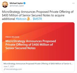 TRA:MicroStrategy拟进行4亿美元高级担保票据的私募发行,以收购更多比特币_stratos币挖矿