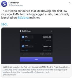 APR:去中心化交易平台 StableSwap 推出基于 Solana 交易挂钩资产的 AMM_ROOT