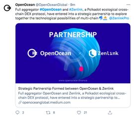 NLINK:全聚合协议OpenOcean与波卡跨链交易网络Zenlink达成战略合作_LINK