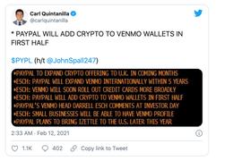 比特币:PayPal未来数月将为英国居民提供加密服务_BitQuark