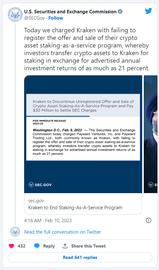 KEN:SEC 对 Kraken 处以 3000 万美元的罚款，责令 Kraken 终止美国 Staking 业务_The Midget’s Secret