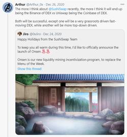 SHI:DeFi新玩法丨Sushi要成为DEX界的币安？了解一下草根驱动型创新——温泉计划_Dniswap