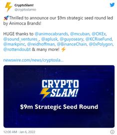 NFT:NFT分析平台CryptoSlam完成900万美元种子轮融资，Animoca Brands领投_CORE