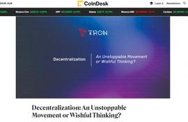 RON:CoinDesk评波场去中心化进程：让人们看到互联网的未来_tron