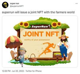 SUP:Superrun将与农民世界联合发行NFT_HAT