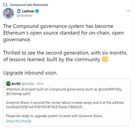 UND:Compound即将进行治理系统Governor Bravo升级_coincheck交易所官网
