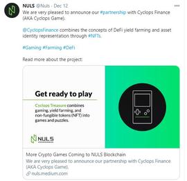 区块链:NULS与Cyclops Finance正式建立合作伙伴关系_OPS