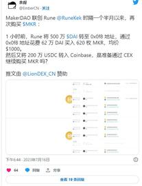 MakerDAO:MakerDAO 联合创始人大举购买 MKR 代币，MKR 飙升 8%_maker币