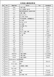 BER:七年级上册英语单词及默写表格_REA