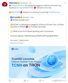 TRO:TrueUSD在波场Tron推出离岸人民币稳定币TCNH_泰达币usdt有哪几种类型